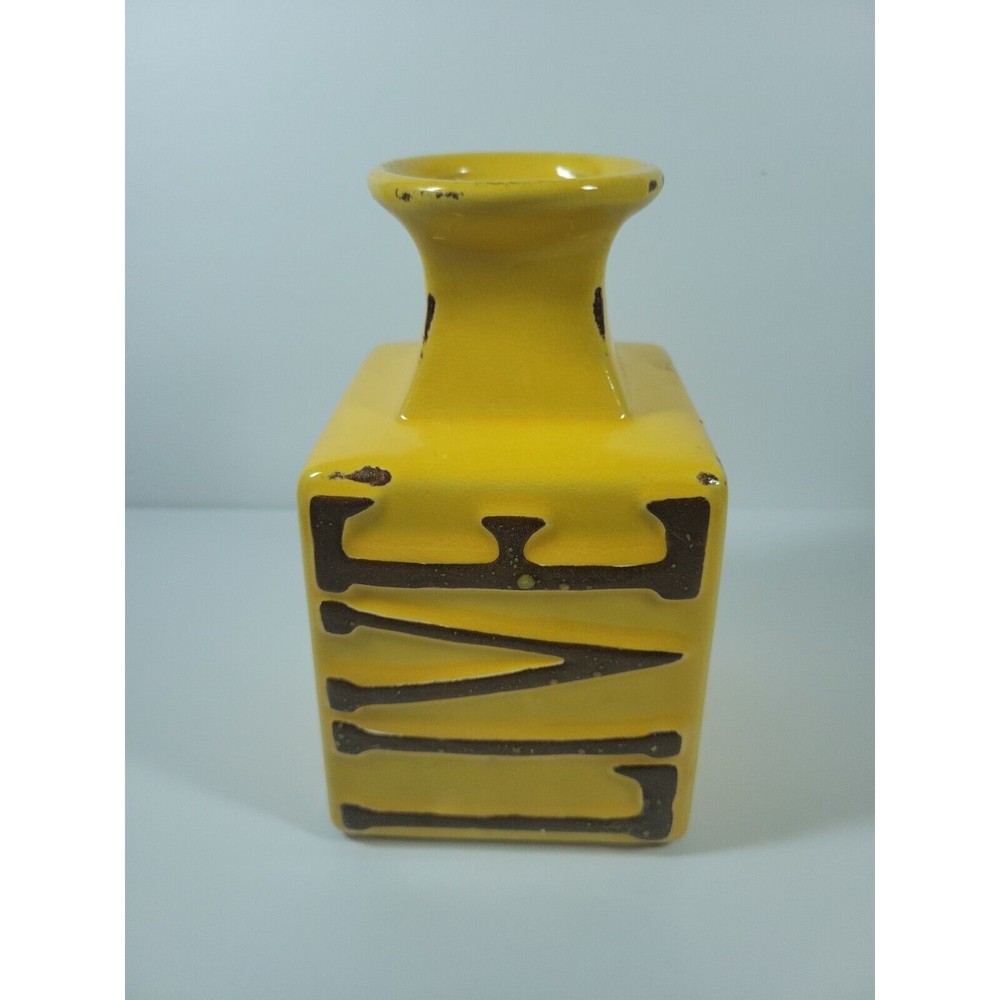 Vintage Hosley Pottery Mustard Yellow Decorative Vase "LIVE"